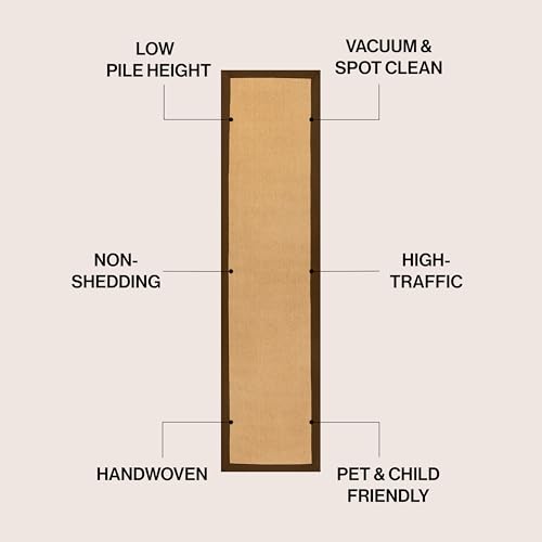 JONATHAN Y Border Jute Runner Rug Natural/Brown 2X8 ft, Camden Farmhouse Cottage for Living Room, Bedroom, Kitchen, Office, Easy-Cleaning, High Traffic, Pet-Friendly, Non-Shedding KTN100B-28 - color: Natural/Brown, size: 2'2" x 8' (Runner)