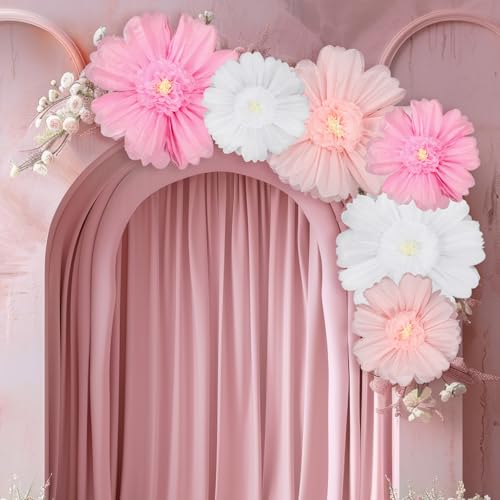 Giegxin 6 Pcs 31.5", 24" Pink, White Giant Paper Flower Large Tissue Paper Flower for Wall Big Pink Pom Pom Floral Decorations for Wedding Bridal Shower Baby Shower Tea Party Birthday Nursery Decor - color: Pink, White, size: 31.5", 24"