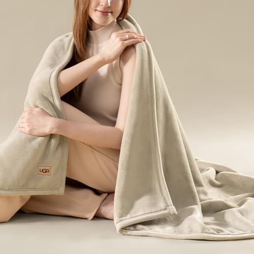UGG Coco Plush Fleece Throw Blanket – Soft & Cozy Blanket for Couch, Bed & Sofa, Perfect for Home Decor, House Warming Gifts or Luxurious Birthday Gifts for Women, 50" x 70", Ivory Shoreline - color: Ivory