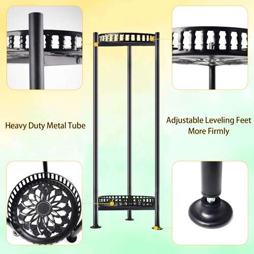 LUBORN Plant Stand Indoor Outdoor, 30'' Tall Plant Stands, 2 Tier Metal Planter Stand, Flower Stand Plant Pot Holder for Living Room, Corner, Deck - color: Black-1P