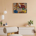 Boho Feather Fringe Art Wall Art Decor Framed 16x12 Inch, Wall Decor Poster for Bedroom Living Room Office Decor (Wooden Inner Frame) - size: 16"L x 12"W