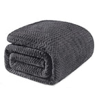 Exclusivo Mezcla Fleece Bed Blanket King Size, Lightweight Jacquard for Spring Summer, Soft Cozy Breathable Blankets, Dark Grey, 90x104 Inches - color: Dark Grey, size: King ( 90x104 IN )