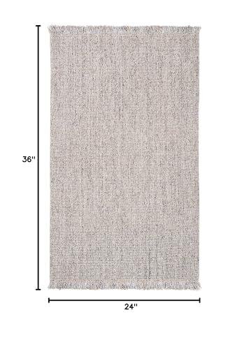 SAFAVIEH Natural Fiber Collection Accent Rug - 2' x 3', Grey & Natural, Handmade Woven Fringe Jute, Ideal for High Traffic Areas in Entryway, Living Room, Bedroom (NF826F) - color: Grey/Natural, size: 2' x 3' (Rectangular)
