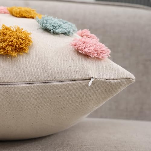 Holibeat Fluffy Dot Pillow Covers Decorative Throw Pillowcases Pack of 2 (Pink Blue Orange, 18" x 18" (Pack of 2)) - size: 18" x 18" (Pack of 2)