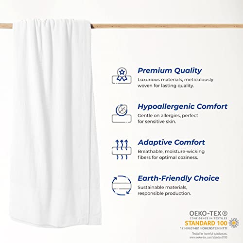 THREAD SPREAD 100% Pure Cotton, Luxury Twin/Twin XL Size White Blanket - Herringbone Pattern, Soft & Cozy Premium Fall Throw Blanket for All Seasons, 350 GSM & 68 x 92 with Free Tote Bag - color: Herringbone - White, size: Twin / Twin XL
