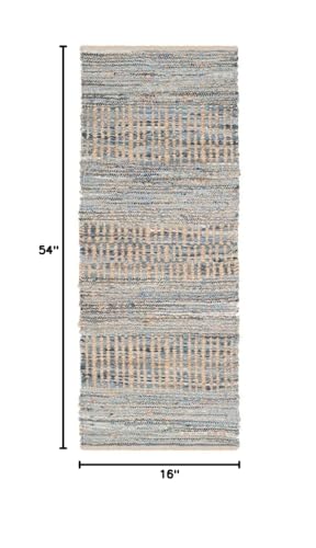 SAFAVIEH Cape Cod Collection Area Rug - 9' x 12', Natural & Blue, Handmade Flat Weave Coastal Braided Jute, Ideal for High Traffic Areas in Living Room, Bedroom (CAP353A) - size: 9' x 12' (Rectangular)