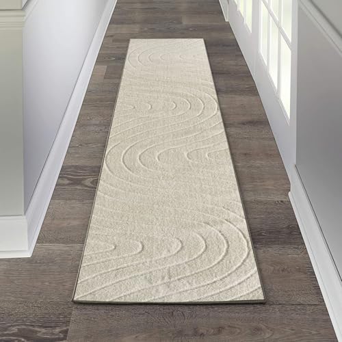 LUXE WEAVERS Modern Geometric Wave Cream 2x8 Area Rug - color: Cream, size: 2' x 8' (Runner)