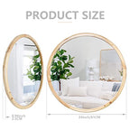Round Wood Mirror,24 inch Circle Wooden Natural Large Farmhouse Vanity Boho Decor Wall Mirror for Bathroom Bedroom Living Room Hallway - size: 24"L x 24"W