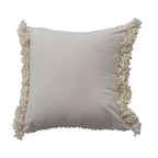 Creative Co-Op, Cream Indoor/Outdoor Woven Fabric Tufted Pillow with Fringe, Color, 20” L x 20” H