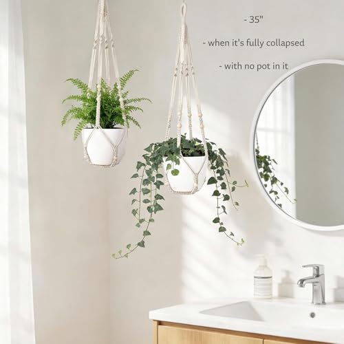 Macrame Plant Hanger for 4-12 Inch Pot Indoor Crochet Hanging Plant Holder Outdoor Boho Home Decor Basket wall Window Rope White Large Long (Ivory) - color: Ivory