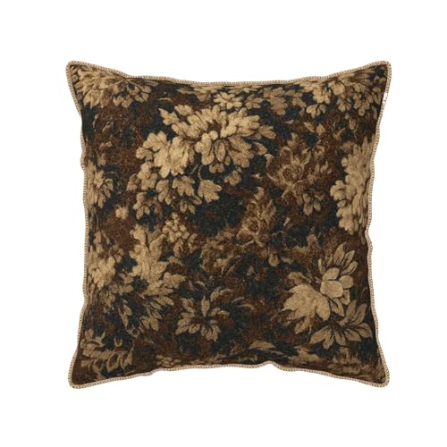 Vintage Dark Brown Flowers Velvet Pillow Covers 20x20 Inch Boho Retro Abstract Floral Throw Pillows for Couch Cushion Covers Pillowcase Bohemian Farmhouse Pillow Cases for Sofa Bed Bedroom - color: Brown Tan Floral, size: 20" x 20" (Pack of 1)