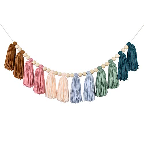 DrCor Boho Tassel Garland – Earth Tone Bulletin Board Decor for Classroom, Nursery, Kids Room, Teacher Classroom Decorations, Back to School, Baby Shower & Birthday Party Backdrop - color: Earth Tone