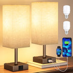 aooshine Brown Base Touch Lamps Set of 2 - Nightstand Lamp with USB-C + A Charge Ports & AC Outlets, 3-Way Dimmable Bedside Lamp, Small Table Lamp Light for Bedroom (Bulb Included) - color: Brown
