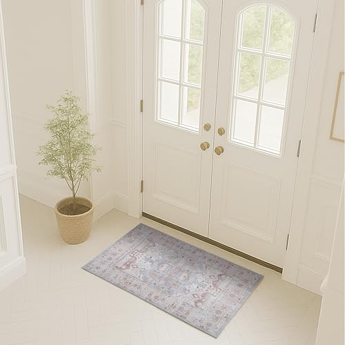 Turkish Rug. Washable Vintage Oriental Antique Inspired Traditional Doormat Small Modern Area Rugs Luxury Entryway Entry Bedroom Bathroom Kitchen (403CC, 2' x 3') - color: 403cc, size: 2' x 3' (Rectangular)