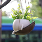 bestbear Hanging Swing Chair Planter Pot Resin Smiley Face Planter for Indoor Outdoor Plant Cute Head Flower Pots for String of Pearls Plant Live Unique IdeaI for Mother Day, Christmas (Large) - size: Large