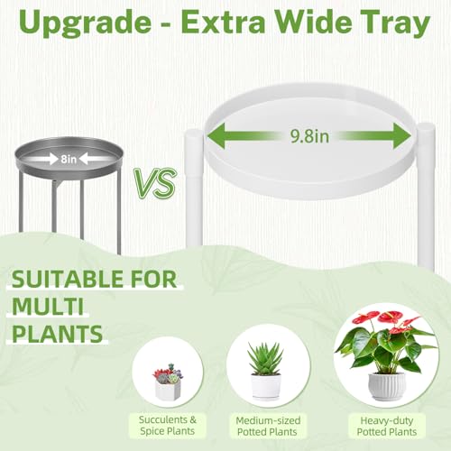 iDavosic.ly 3 Tier Large Plant Stand Indoor, 10 Inch Wide Tall Corner Metal Plant Stands Outdoor for Multiple Plants, Folding Tiered Flower Display Holder Rack Shelf, White - color: White, size: 3 Tiers