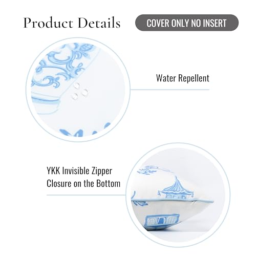 Hofdeco Premium Coastal Patio Indoor Outdoor Throw Pillow Cover Only, 20"x20" Water Repellent for Backyard, Couch, Baby Blue Chinoiserie with Piping - color: Baby Blue Chinoiserie 20”x20”, size: 20" x 20" (Pack of 1)