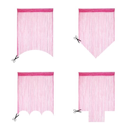 ave split Decorative Door String Curtain Wall Panel Fringe Window Room Divider Blind Divider Tassel Screen Home 100x200centimeter (Rose red18) - color: Rose Red18