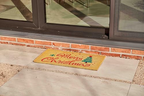KANKUN Merry Christmas Coco Coir Door Mat with Xmas Tree, Heavy Duty Backing, Welcome Doormat (17" x 30"), Doormat Entrance (Christmas2 - Welcome) - color: Christmas2 - Welcome