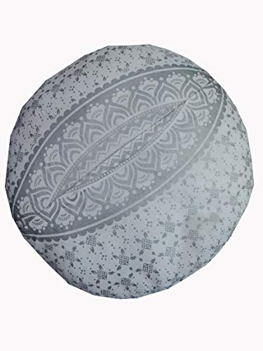 Large Round seat Floor Cushion Chair Ottoman Cover Pouf Pillow Meditation Floor Cushions for Adults Seating pouffe Ottoman Throw Covers Craft Room Furniture for Sitting Cover (Silver, 24" Round) - color: Silver, size: 24" Round