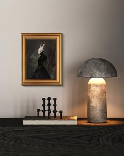 HUARCEY Gold Framed Vintage Wall Art Canvas Prints Gothic Room Decor Vintage Rabbit Lady Wall Decor, Aesthetic Dark Academia Halloween Pictures Oil Painting Goth Decorations 8x10in - color: Phantom Rabbit, size: 10"L x 8"W