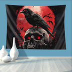 ZKPeFeH Crow blood moon skull Tapestry Crow Tapestry Raven Tapestry Halloween Tapestry Gothic Tapestries Full Moon Tapestry 40x60 Inch - color: Crow blood moon skull 0, size: 40x60 Inch