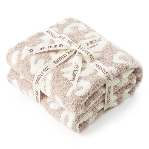 Snuggle Sac Leopard Throw Blanket for Couch Bed Sofa 50x70 inches, Reversible Beige Leopard Oversized Throw XL Ultra Soft Cozy Blankets for Women Mothers Birthday Gifts - color: Leopard Beige, size: Throw-XL(50"x70")