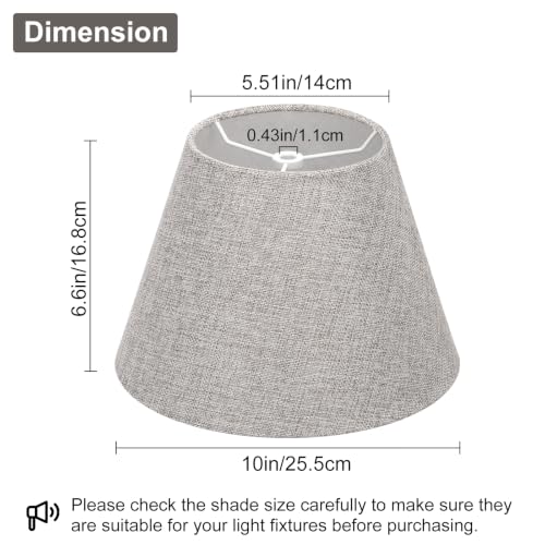 Lamp Shades for Table Lamps, Gray Lampshades Set of 2, 5.5" Top x 10" Bottom x 6.6" High, Natural Linen Lamp Shades for Floor Lamps Bedside Lamps, Spider, Bulb Clip Adapters Included - color: Gray