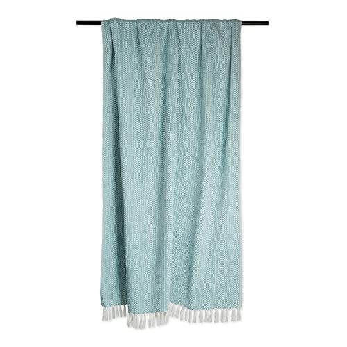 DII Herringbone Striped Collection Cotton Throw Blanket, 50x60, Aqua (Pack of 12) - color: Aqua, size: 50x60" (Pack of 12)