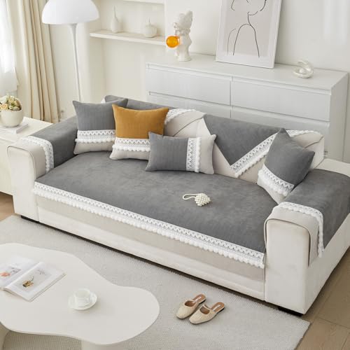 VClife Modern Couch Cover, Non Slip Dog Sofa Cover, Gray, 35.4" x 63" | Pet-friendly Sofa Covers, Scratch-resistant, Waterproof, Non Slip That Stay Firmly In Place, Durable and Machine Washable - color: 01# Gray, size: 35.4" x 63"