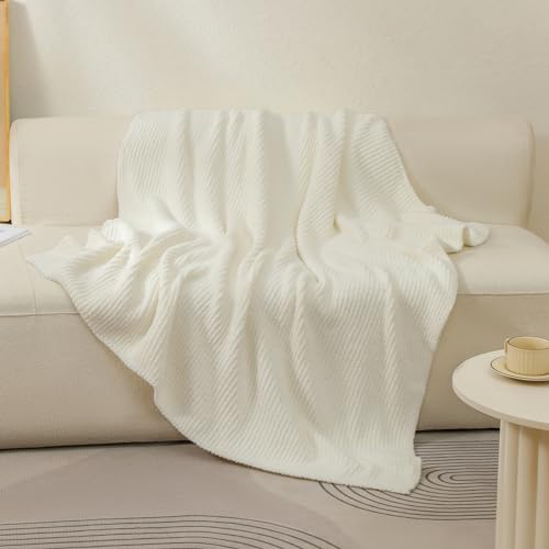 bearberry Soft Rib Knit Blanket Thin Warm & Breathable - Snuggly Minky Throw for Everyday Use, Travel, Chair | All-Season Machine Washable for Couches, Gifts, Family (Cream, 50”x60”) - color: Ribbed Knit Cream, size: Throw(50″x60″)