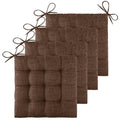 ELFJOY 4 Pack Chair Cushions for Dining Chairs Chair Pads Cushion for Kitchen Office Tufted Textured Square Seat Cushion with Ties (16" Dark Coffee) - color: Dark Coffee