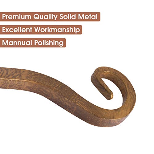Jardim 2 Pack 10 Inch Premium Decorative Metal Iron Wall Hangers for Home Decor, Indoor Outdoor Plant Bracket Rustic Hanging Gardening Hooks for Planters, Bird Feeders, Lanterns, Wind Chimes (Coffee) - color: Coffee, size: 10 Inch