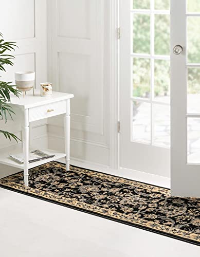 Unique Loom Sialk Hill Collection Area Rug - Washington (2' 2" x 8' 2" Runner Black/Gray) - color: Black/Gray, size: 2'2" x 8'2" (Runner)