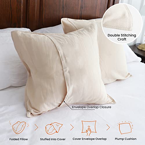 Simple&Opulence Linen Euro Shams Basic Style Solid Color 24x24 Inch Pack of 2 Flax Cotton Blend Decor Throw Pillow Covers Soft Breathable Farmhouse Pillow Shams - Linen/Beige - color: Linen/Beige, size: 24"×24"