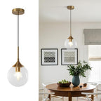 KCO Lighting Clear Globe Pendant Lights Kitchen Island Bubble Glass Pendant Lighting Gold Hanging Light Fixture Mid Century Modern Hanging Lamp for Living Room Dining Room - color: Clear