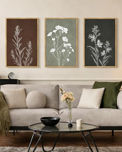 Drsoum Flower Wall Art Vintage Floral Minimalist Wall Hanging Decor Farmhouse Colorful Botanical Prints Artwork for Bedroom Living Room Hallway 16x24in Natural Framed - color: Vintage Flower, size: 16x24in, Natural Framed