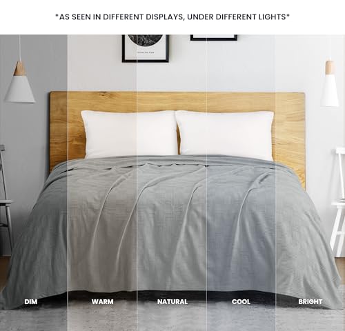 Utopia Bedding 100% Cotton Thermal Blanket Cool Grey Twin Size Soft, Lightweight, Breathable, Cozy Spring and Summer Blanket for Couch and Sofa, Home Room Decor Gifts for Women and Men (90x72 Inches) - color: Cool Grey, size: Twin