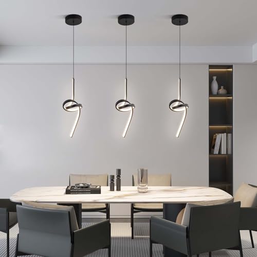 ADISUN Modern LED Pendant Light, Spiral Pendant Lights Kitchen Island, 4500K Neutral Light, Adjustable Height, Pendant Light Fixtures for Living Room Bedroom Hanging Light(Black) - color: Black-Neutral