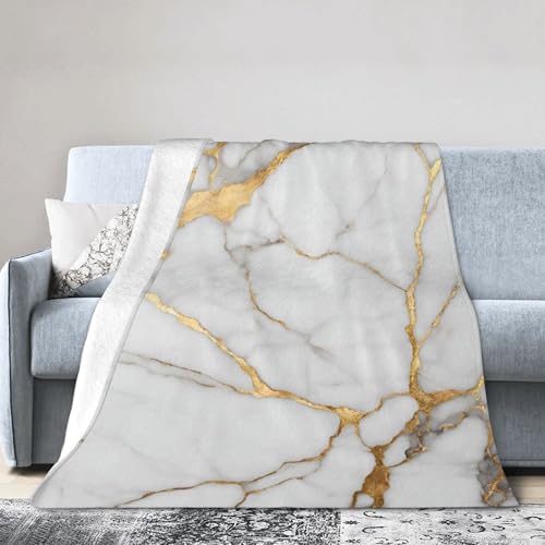 Marble Print Throw Blanket for Couch Chair Sofa Bed, Flannel Soft White Golden Abstract Modern Elegant Luxury Seasonal Warm Cozy Farmhouse Blanket for Bedroom Living Room Car All Season 30"x 40" - color: Marble03, size: 30X40 inch