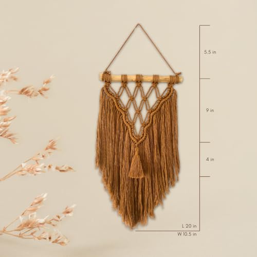 Majarlikha COLLECTIONS Macrame Wall Hanging Decor - Boho Style Minimalist Wall Ornament Home Decorative Flat Tapestry Classic Design Bohemian Decor, Mesh Pattern, Russet, 1pc - color: Russet