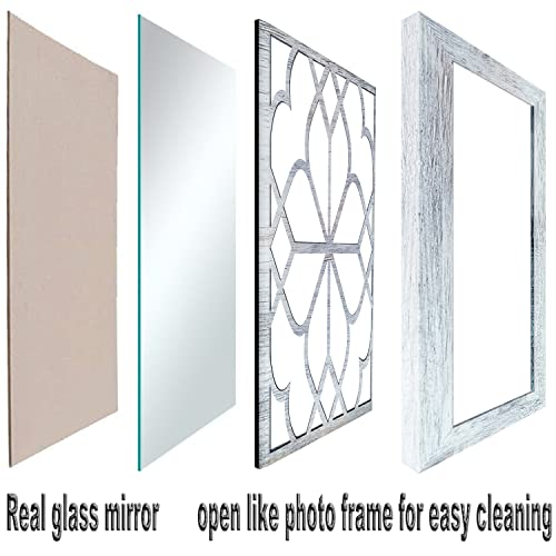 Wocred Set of 4 Mirrors Square Wall Mirror,Gorgeous Rustic Farmhouse Accent Mirror,Rustic White Color Entry Mirror for Bathroom Renovation,Bedrooms,Living Rooms and More(12”x12”4pcs) - color: Rustic White, size: 12x12 inch - 4 PCS