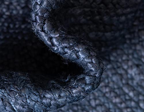 Unique Loom Braided Jute Collection Area Rug - Dhaka (5' 1" Round, Navy Blue) - color: Navy Blue, size: 5'1" (Round)