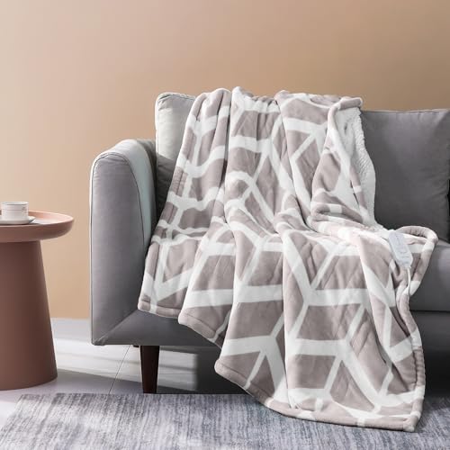 VENTIMI Electric Blanket Heated Throw, 50" x 60" Heated Blanket with 5 Heat Levels & 3 Hours Auto Off, Fast Heating Blankets with ETL & FCC Certification, Beige - color: Beige, size: Throw