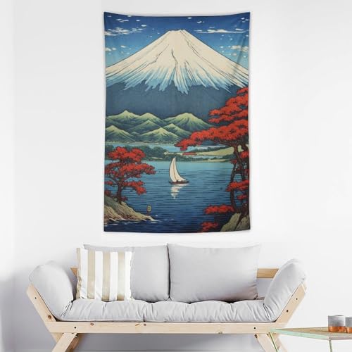 QEOPGNE Wall Tapestry for Bedroom Mount Fuji Mountain Landscape Lake Fall Leaves Japanese Painting Wall Tapestry Large Wall Art Tapestries Room Decor for Bedroom Living Room 40"x60" - color: Style2, size: 60"L x 40"W