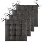 ELFJOY 4 Pack Chair Cushions for Dining Chairs Chair Pads Cushion for Kitchen Office Tufted Textured Square Seat Cushion with Ties (16" Dark Grey) - color: Dark Grey