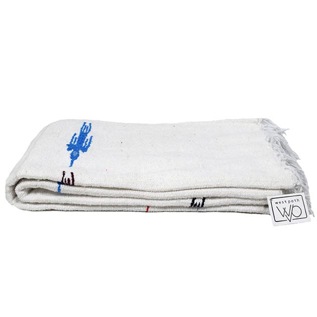 Open Road Goods Mexican Thunderbird Yoga Blanket, Handwoven Throw for Yoga, Meditation, and Home Décor – Versatile Blanket for Beach, Picnic, Camping, or Outdoor Use - color: Namaste White