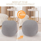 MeMoreCool Stuffed Round Pouf Ottoman Foot Rest, Floor Pouf Foot Stool with Soft Foam Chunk Filling, Small Round Ottoman Footstool Circle Footrest for Living Room, Light Grey - color: Teddy Grey