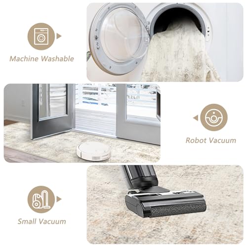 Capslpad 2x12 Beige Abstract Hallway Runner, Ultra Soft Fabric Washable Runner Rug, Non-Slip Rubber Backing, Stain Resistant Low Pile Runners for Hallways, Kitchen, Entryway, Bedroom, Laundry - color: Beige, size: 2' x 12' (Runner)