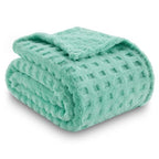 NEWCOSPLAY Super Soft Throw Blanket Aqua Premium Silky Flannel Fleece 3D Waffle Checkered Lightweight Bed Blanket All Season Use (Aqua, Throw(50"x70")) - color: Aqua, size: Throw(50"x70")